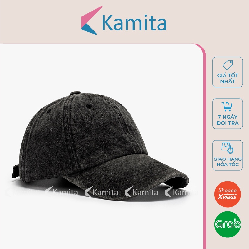 Mũ Lưỡi Trai, Nón Lưỡi Trai Trơn KAMITA Unisex Nam Nữ Hàn Quốc, Nón Kết Đen Be Đẹp Vải Jean Cao Cấp Chính Hãng KM05