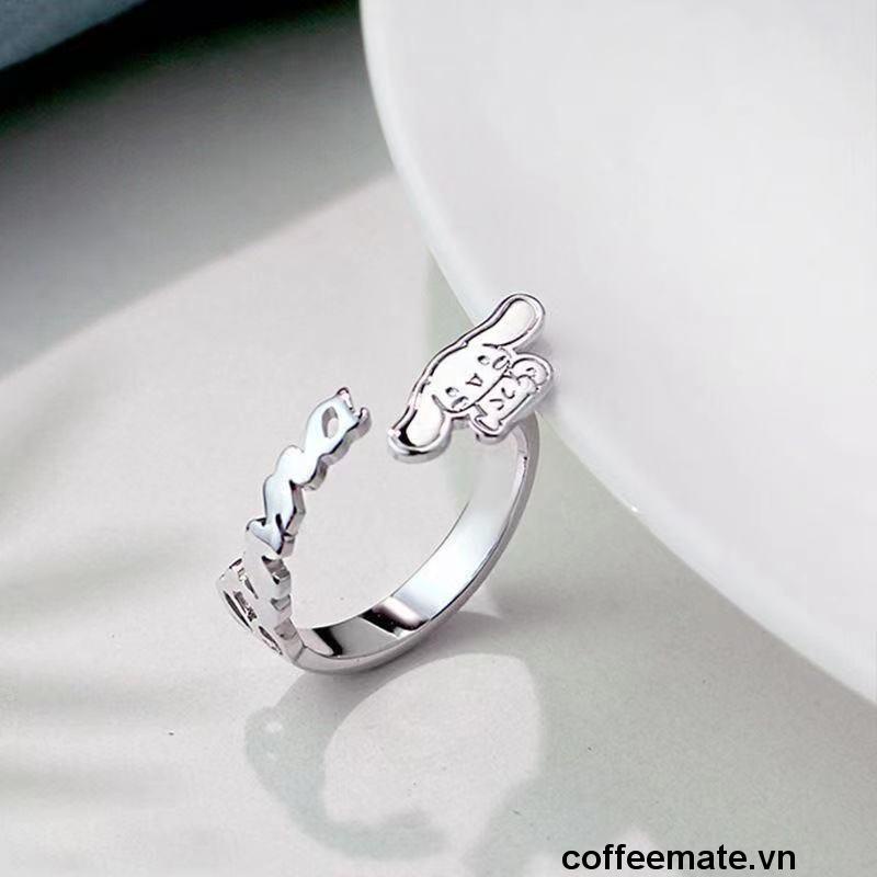 【coffeemate】⚡ Nhẫn đôi hở họa tiết Cinnamoroll hoạt hình dễ thương phong cách Hàn Quốc cho nữ