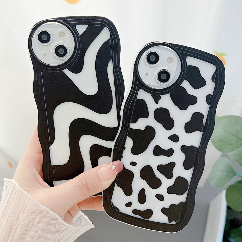 Casing Redmi Note 12 4G 5G 11S 11 10s 10 Pro 9 8 12C A1 10C 10A 9C 9S 9A 6A 5A POCO X4 X5 M3 X3 Pro NFC Cute Zebra Leopard Print Milk Stripe Wavy Edge Fine Hole Round Lens Clear Airbag Protection Soft Phone Case Cover STB 21