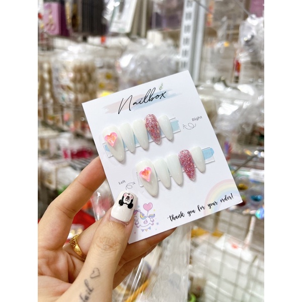 móng giả mix nhũ tím