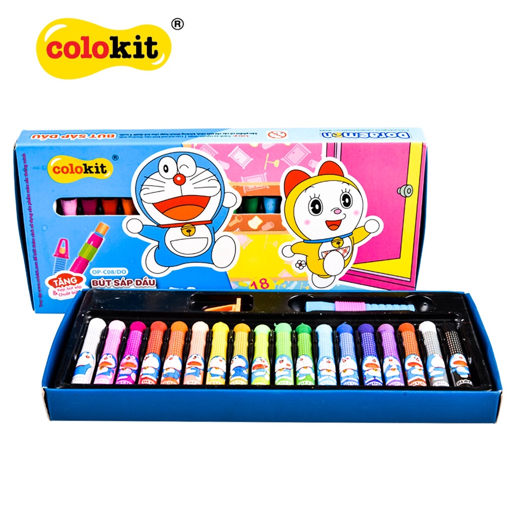 Sáp Dầu Doraemon 18 Màu OPC08/DO ( Combo 5 Hộp ) Thiên Long ShopBaCam