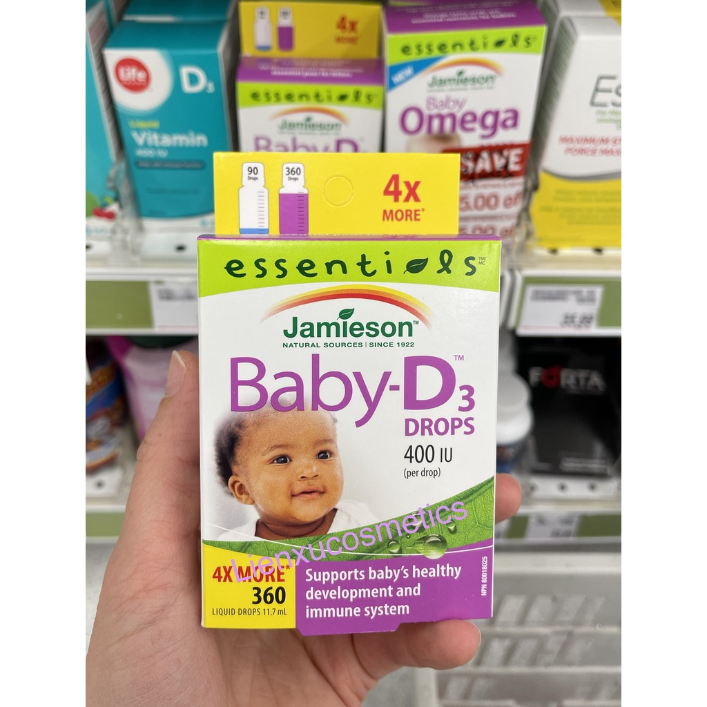 Vitamin D3 cho bé Jamieson Baby-D 400 IU 360 giọt; HSD T4/2025