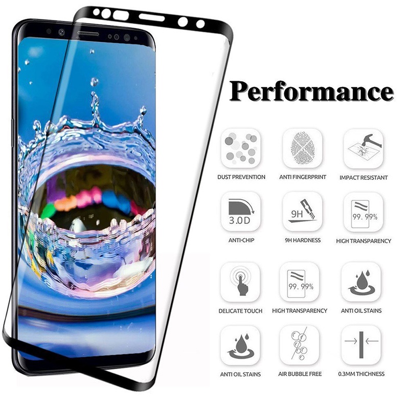 Kính Cường Lực Cong 20D Bảo Vệ Toàn Màn Hình Cho Samsung Galaxy S8 S9 S10 Plus Note 9 8 Samsung S7 Edge