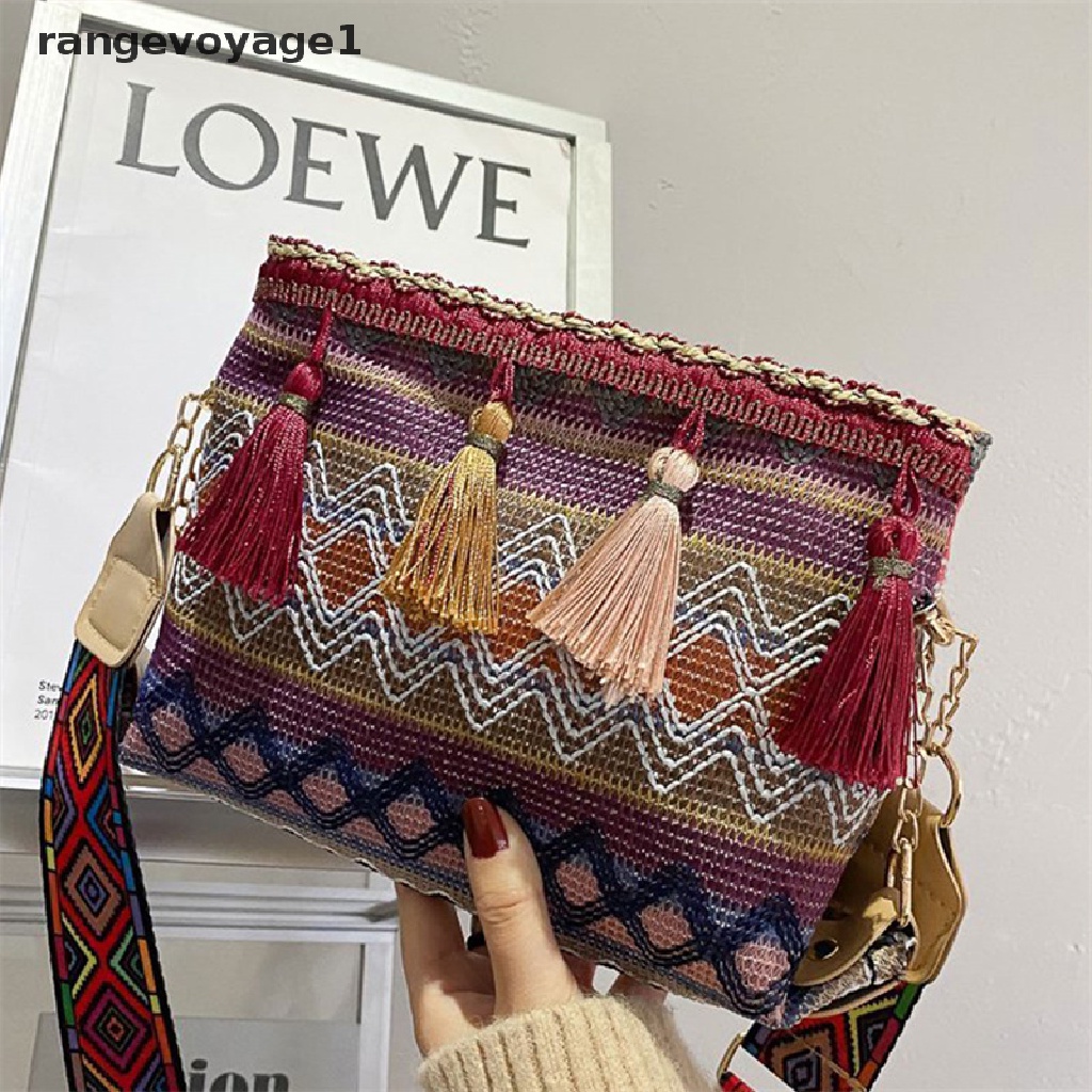 Túi Xách Đeo Vai Phối Tua Rua Phong Cách Dân Tộc Hợp Thời Trang Dành Cho Nữ [rangevoyage1]