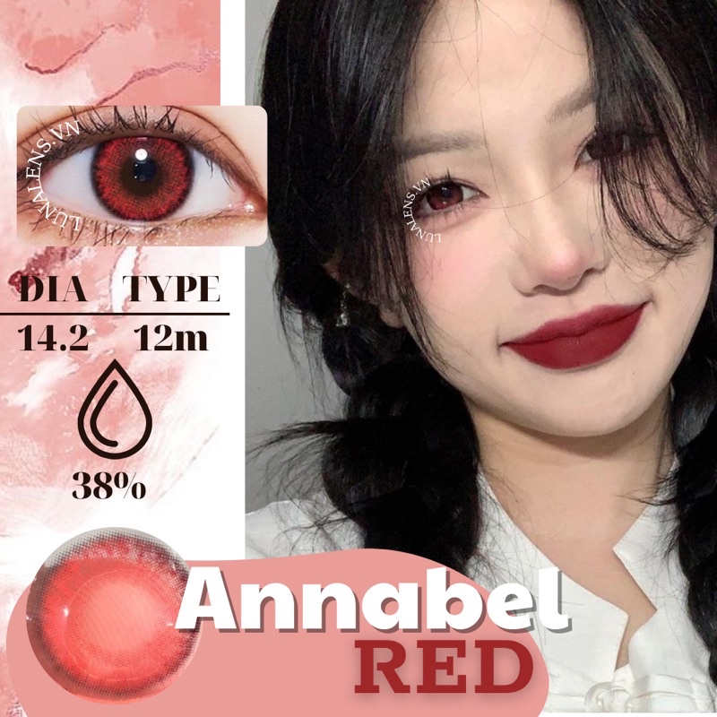 MỘT ĐÔI KÍNH ÁP TRÒNG MÀU ĐỎ COSPLAY ANNABEL RED CÓ ĐỘ CẬN NỘI ĐỊA TRUNG QUỐC SIÊU ÊM SIÊU MỀM