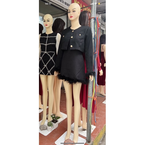 Set váy 2 dây kèm áo khoác chất dạ mịn dày dặn hàng Quảng Châu cao cấp