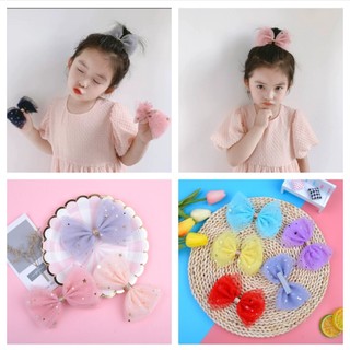 Kẹp tóc nơ voan lưới nhiều màu xinh cho bé gái