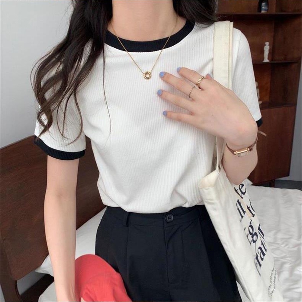 Áo Thun Tay Ngắn Dáng Ôm Phong Cách Hàn Quốc Thời Trang Mùa Hè Cho Nữ
