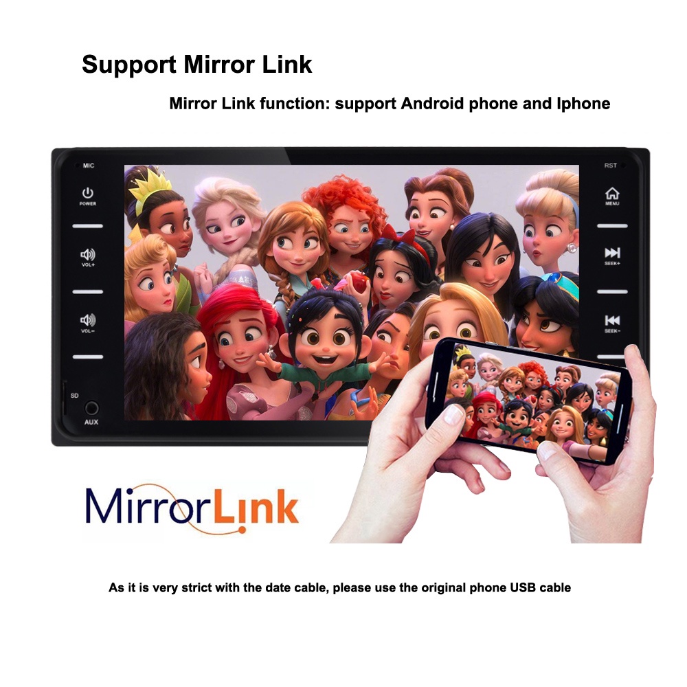 Màn hình cảm ứng hd 7 '' 2 din radio car multimedia player android / ios mirror link bluetooth audio radio stereo cho toyota