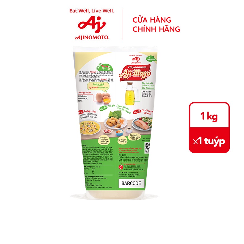 Xốt Mayonnaise Aji-mayo® Vị Nguyên Bản 1kg/Tuýp