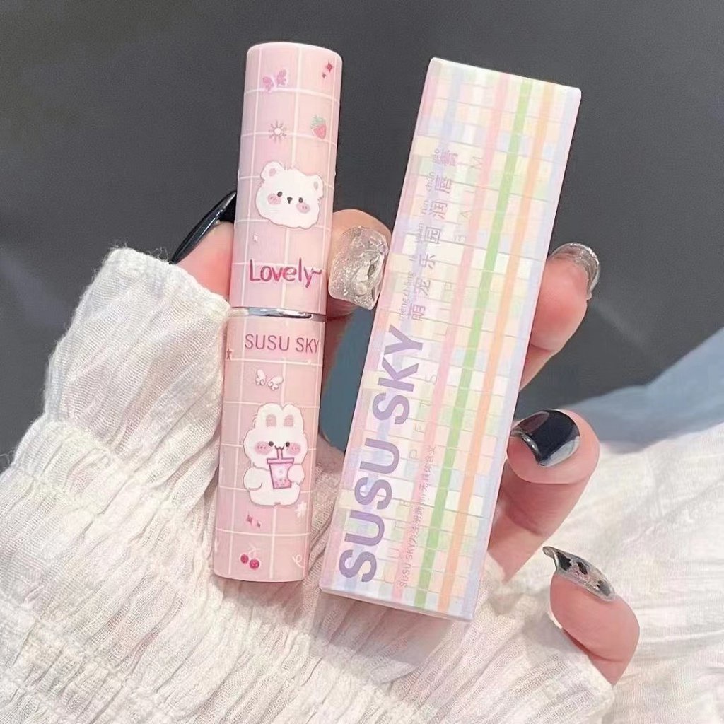Son Dưỡng Môi Chống Thấm Nước Giữ Ẩm Lâu Trôi Thiết Kế Vỏ Hình Chú Gấu Dễ Thương