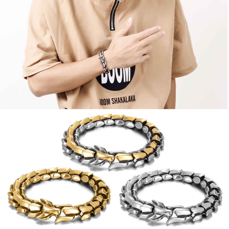 Vòng Tay Hợp Kim Hình Đầu Rồng Phong Cách Bắc Âu