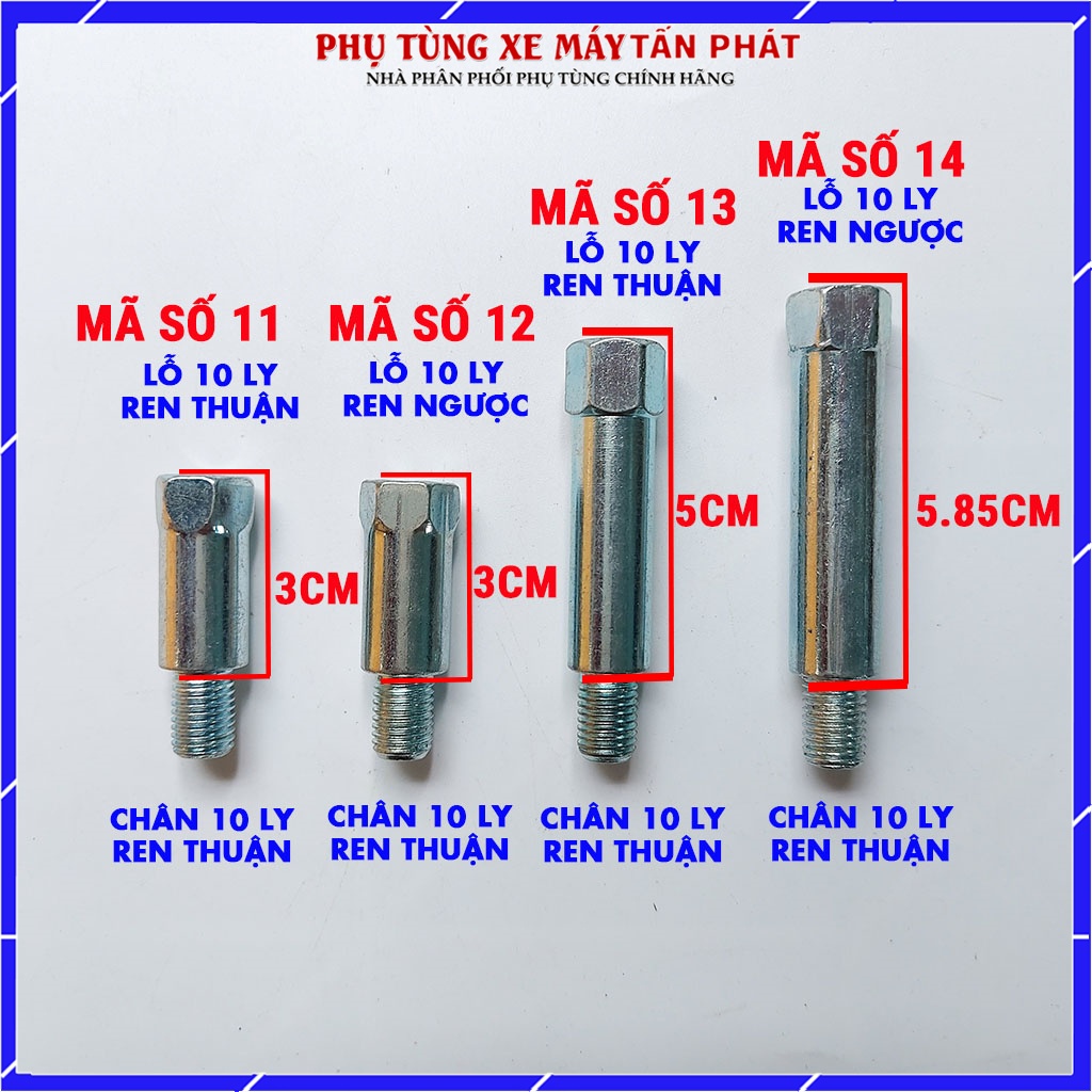 [Loại Dài] 1 Con Ốc Nối Chuyển Ren Thuận 10 Ly Chân Gương Loại Dài Xe Máy Sh Vision Lead Sh Mode Ab Air blade.....