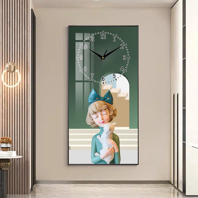 Tranh Đồng Hồ Tráng Gương Đứng Cô Gái 2  Treo Tường/Trang Trí Phòng Khách/ Phòng Làm Việc - Simplehouse