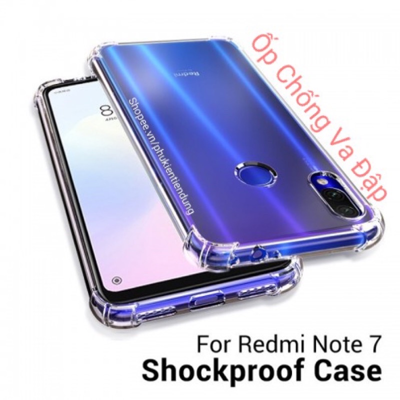 Ốp Lưng Redmi Note 7 Dẻo Trong Suốt Chống Va Đập Có Gù Bảo Vệ 4 Gốc Silicon Cao Cấp