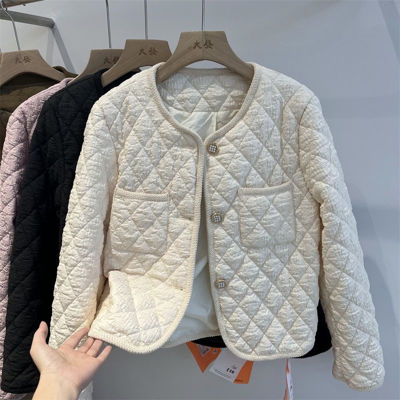 Áo Khoác Đệm Cotton Nhẹ Nhàng Họa Tiết Hình Thoi Dập Nổi Công Nghiệp Hạng Nặng Cho Nữ