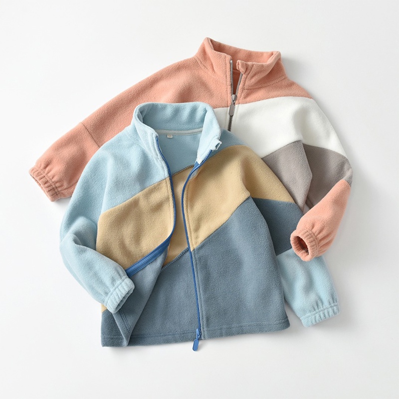 [THOAMS KIDS] Áo Khoác Cổ Đứng Giữ Ấm Có Khóa Kéo Cho Bé 2-12 Tuổi