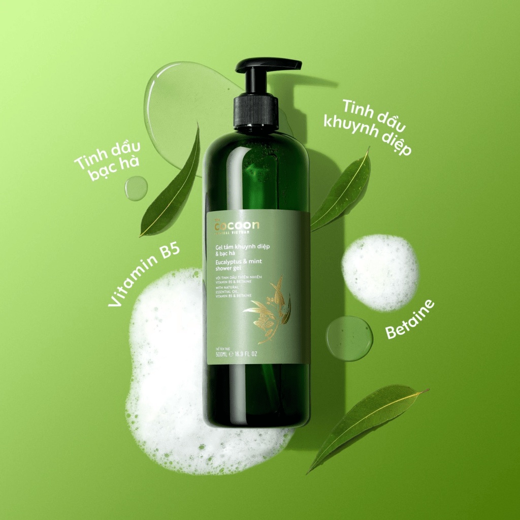 Gel tắm khuynh diệp & bạc hà Cocoon làm sạch và thư giãn 500ml
