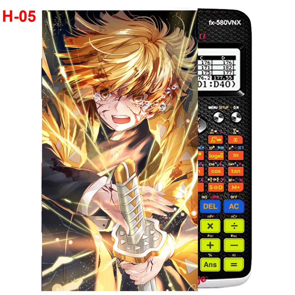 Miếng dán máy tính casio fx570, fx580.... Agatsuma Zenitsu anime Kimetsu no yaiba