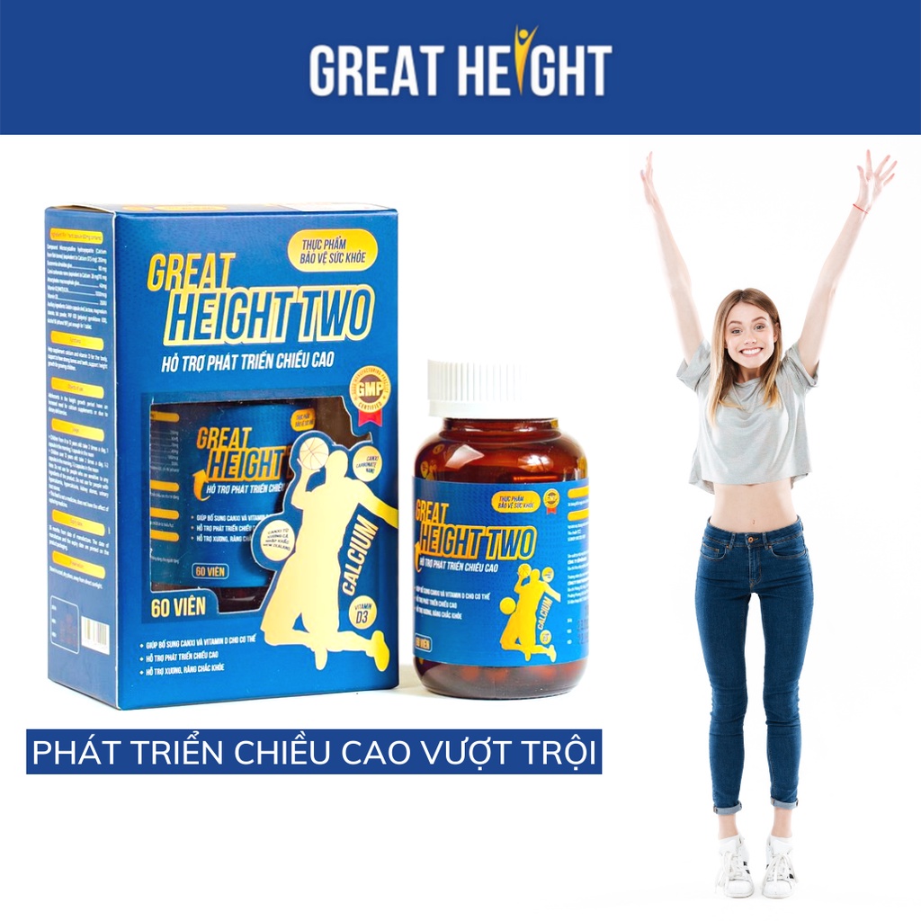Viên uống tăng chiều cao Great Height Two (H/60v) - Bổ sung canxi, giúp tăng chiều cao, xương chắc khoẻ
