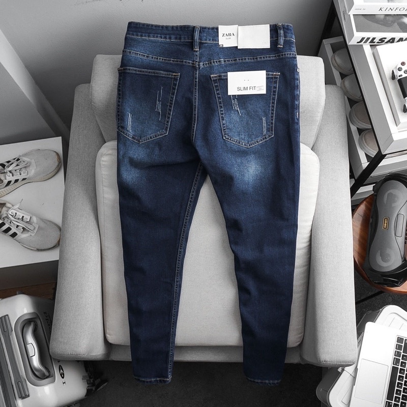 Quần jean nam đơn giản xanh dương slimfit xuất khẩu cao cấp