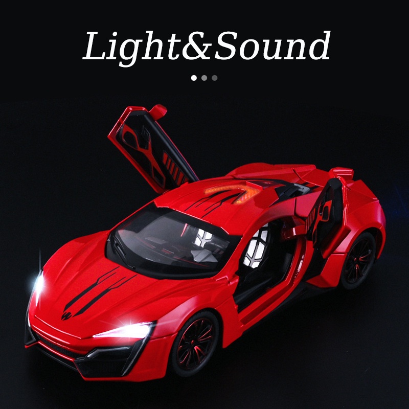 Mô Hình Xe Hơi Thể Thao Lykan Hypersport Phun Sương Bằng Hợp Kim Kẽm Có Đèn Và Âm Thanh 1 / 24 Làm Quà Sinh Nhật Cho Bé 3 Tuổi
