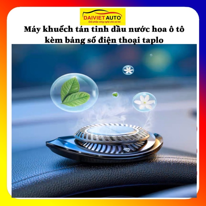 Nước Hoa Ô Tô AROMATHERAPY chạy năng lượng mặt trời toả hương thơm kèm bảng số điện thoại và tinh dầu | Đại Việt Auto