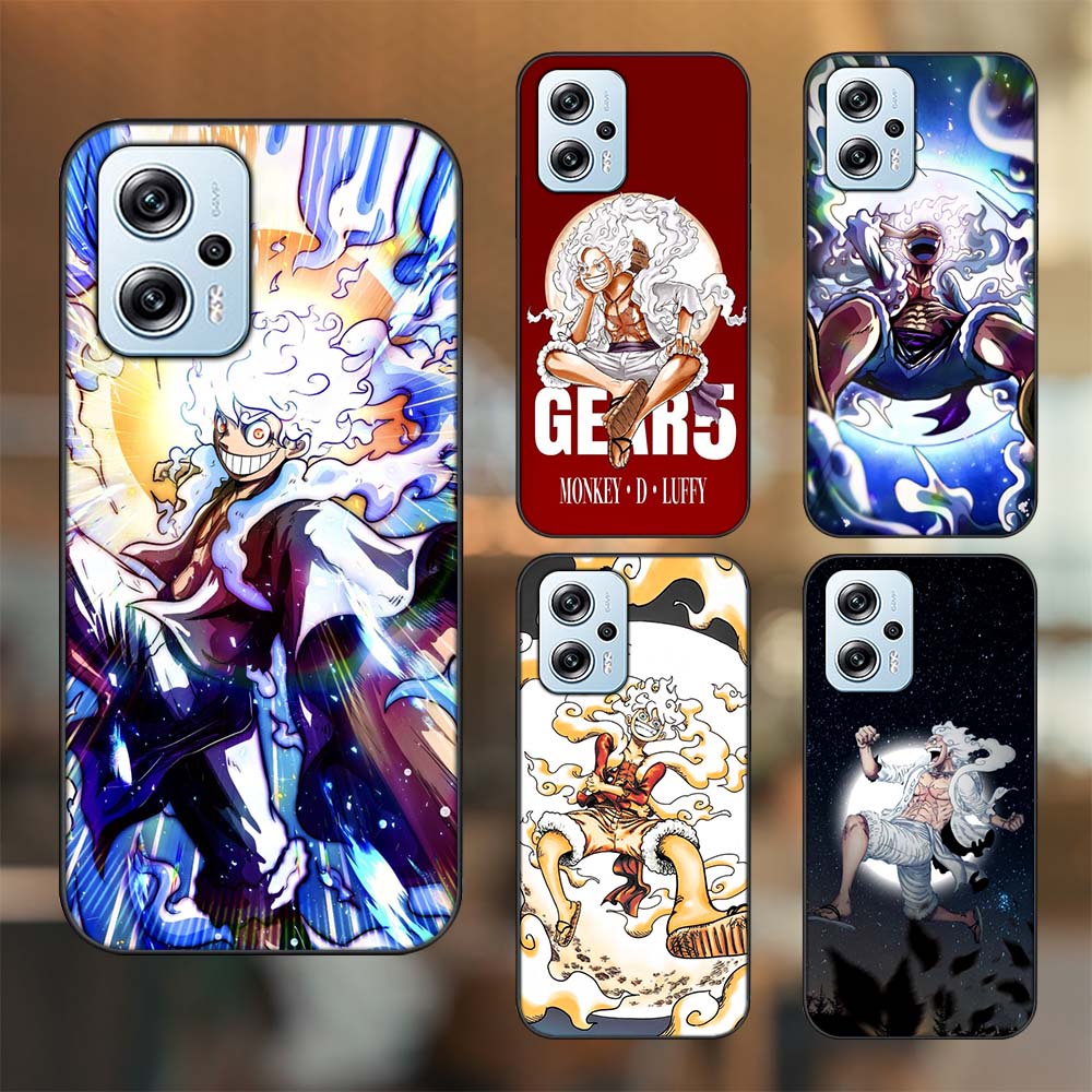 Ốp lưng Poco X4 GT viền đen in hình Luffy Gear 5 Nika One Piece Đảo Hải Tặc