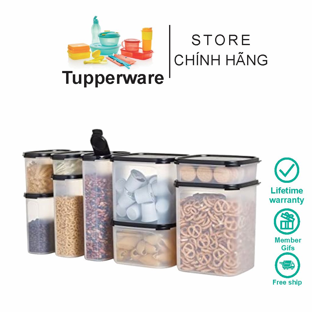 Bộ 9 Hộp Kệ Bếp Modular Mate Super Kitchen ( Black) -Tupperware