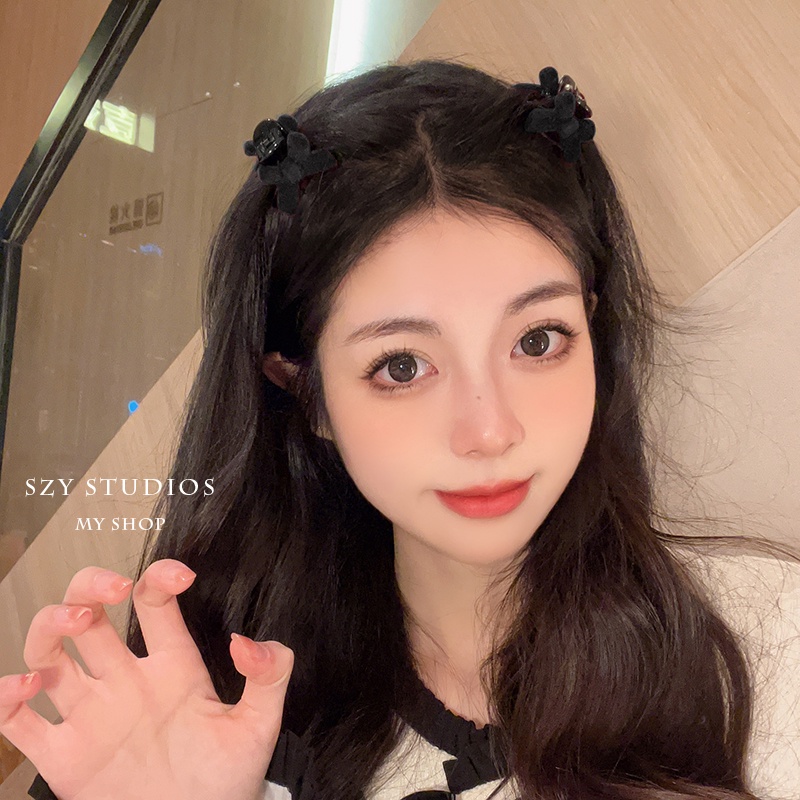 Set 2 Kẹp Tóc Nơ Vải Nhung Thời Trang Hàn Quốc Cho Nữ