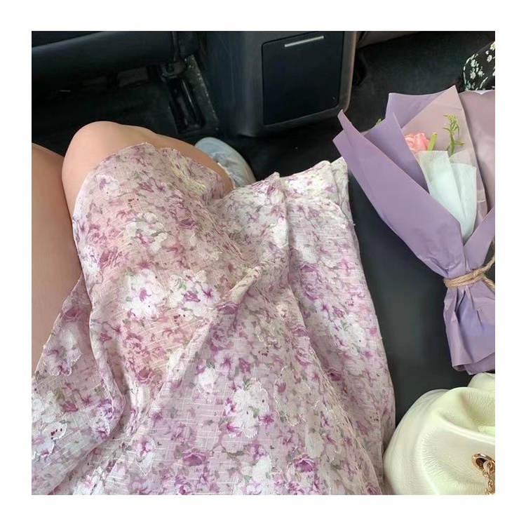 Đầm Hoa Cổ Vuông Dáng Dài Xẻ Tà Thời Trang Mùa Hè 2023 Phong Cách Pháp Cho Nữ