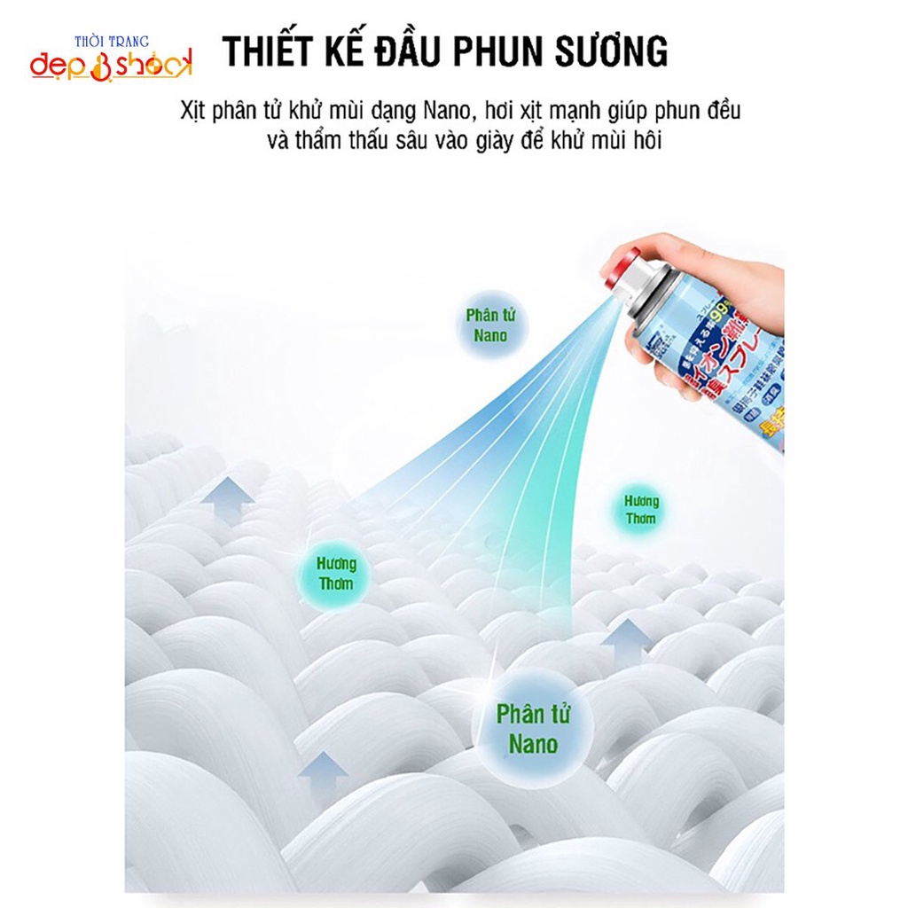 Xịt khử mùi giày dép hương đào, Duer Hương Thiên nhiên giúp chân thông thoáng, thơm mát 260ml Depvashock
