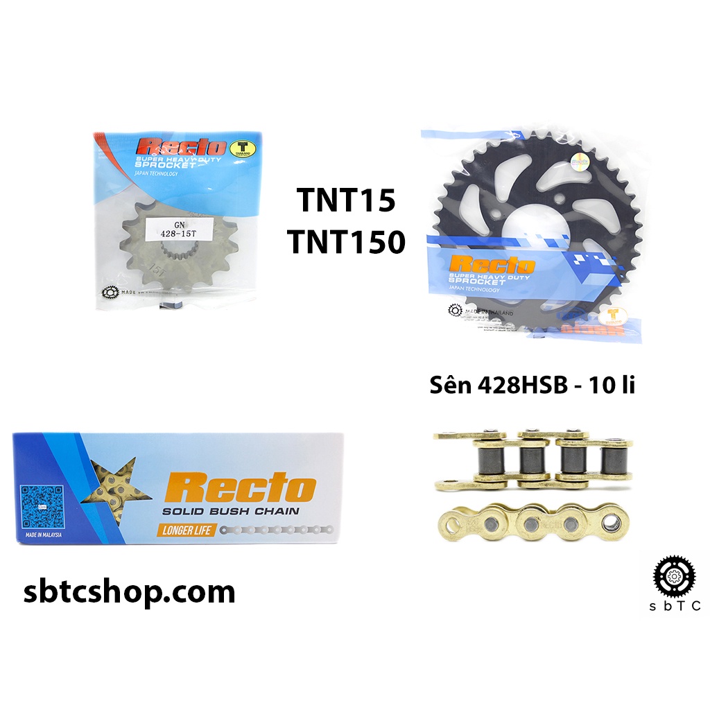NSD Nhông sên dĩa RECTO Benelli TNT 150 TNT15 TNT150 10 li chính hãng
