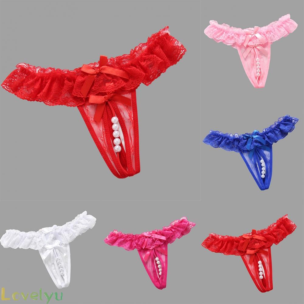 ⭐ Fast delivery ⭐Women Briefs G-string Knicker Lace Lingerie Open Crotch Pearl Stretchy