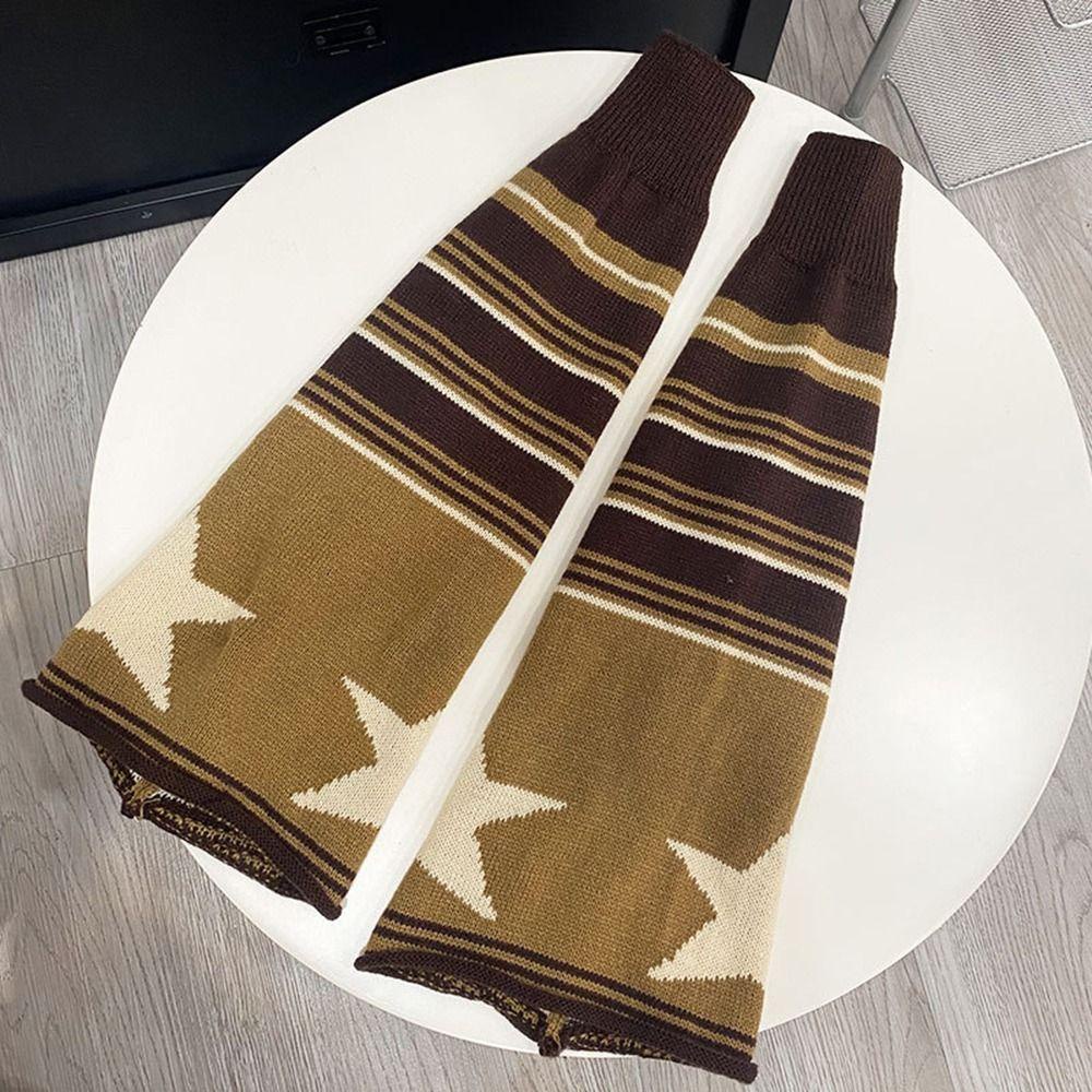 Vỏ Bọc Chân Dệt Kim WMES15H Hai Mặt Họa Tiết Ngôi Sao Phong Cách Gothic Ngọt Ngào Giữ Ấm Chân Vào Mùa Đông