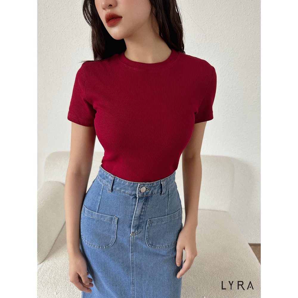 Áo phông croptop nữ Freesize LYRA, chất thun gân cổ tròn ngắn tay cá tính - VSYAP0381