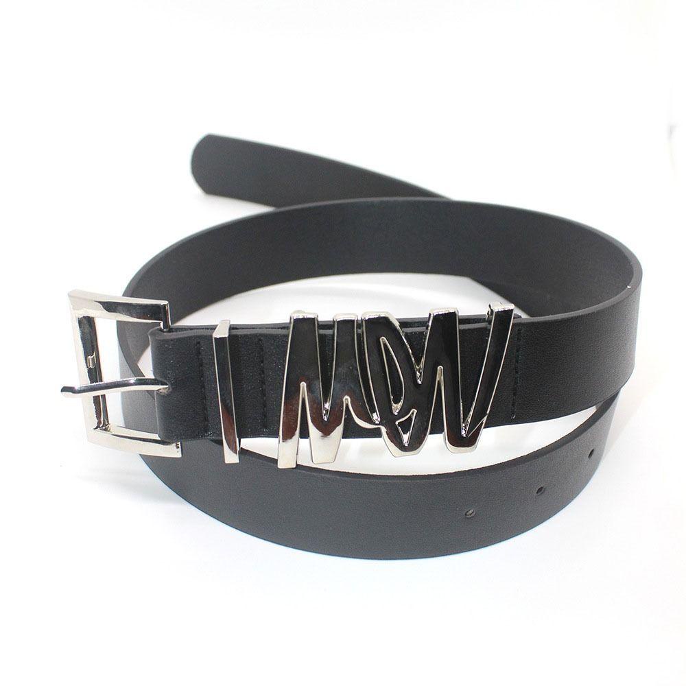 USNOW Thắt Lưng Khóa Hợp Kim In Chữ Phối Màu Tương Phản Chất Lượng Cao Cho Nam Và Nữ