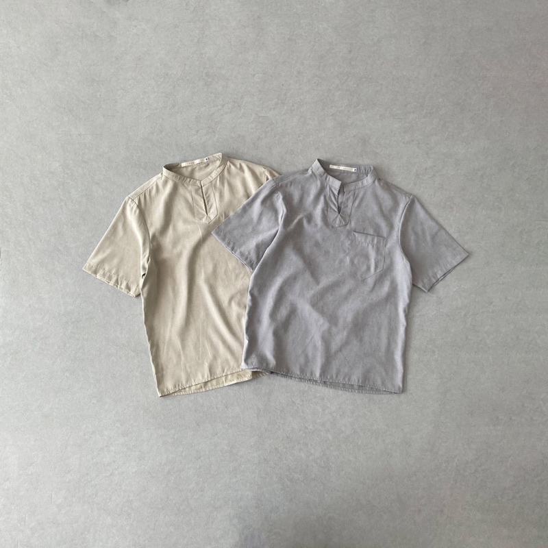 Áo Polo Cổ Tàu Phom Regular FVNXY Phối Màu Vàng và Xám Cực Sang