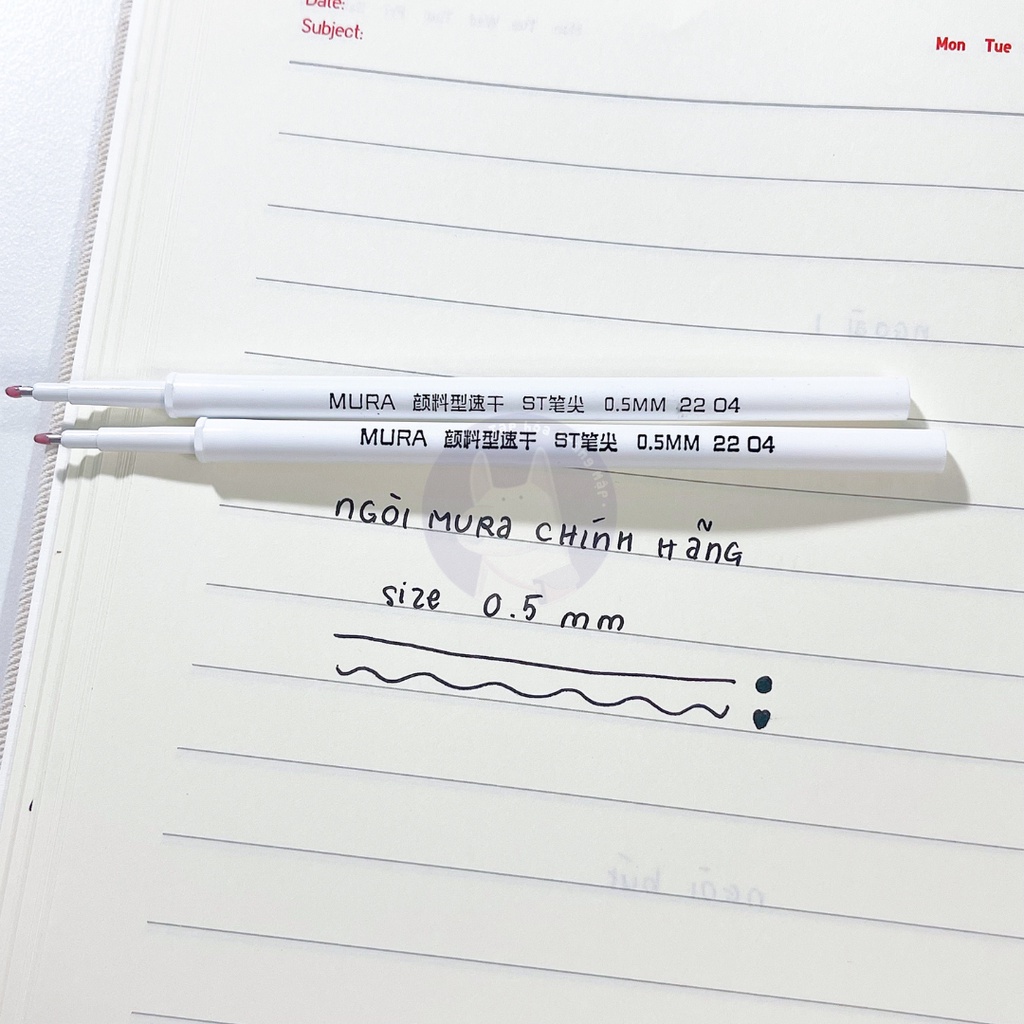 1 Ngòi bút Mura 0.5mm chính hãng, mực đen khô nhanh, ruột bút gel thay thế ra mực đều đẹp