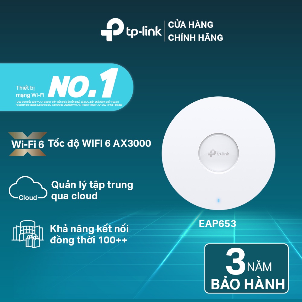  Bộ Access Point Wifi Gắn Trần TP-Link EAP653 Băng Tần Kép AX3000