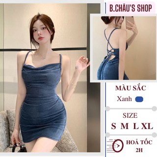 [HÀNG QC 40-60 kg] Đầm nữ hai dây cổ đổ ôm body quyến rũ gợi cảm | Đầm lông mỏng mặc đi bar đi quẩy siêu chất