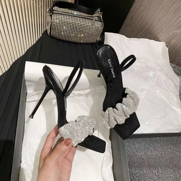 Giày sandal gót thun quai đá sáng lấp lánh sang chảnh 9cm CG-0604 giaydepxinh.dangmi