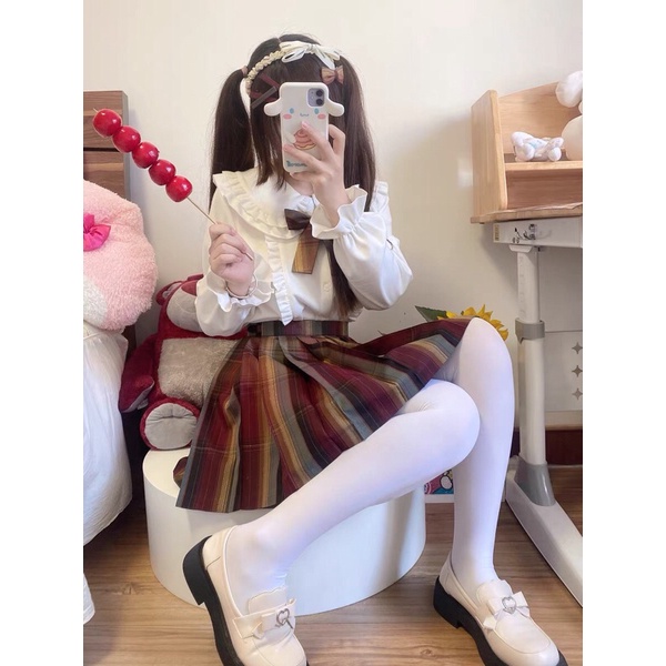 YAS0256-Chân váy xếp ly JK lá phong đỏ