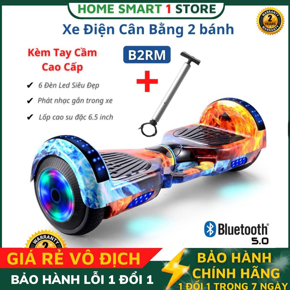 Xe cân bằng điện 2 bánh Smart Balance 6.5 inch - Xe Điện Cân Bằng Cho Bé , kèm tay cầm cao cấp BH lỗi 1 đổi 1