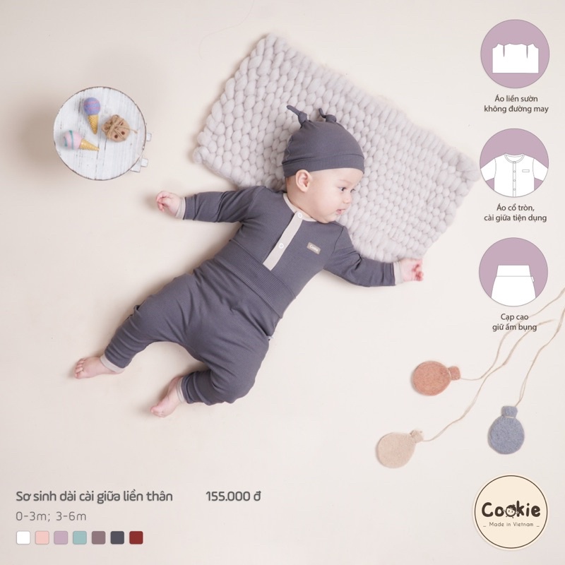 Cookie - Bộ dài cài thẳng quần cạp bo CK230127