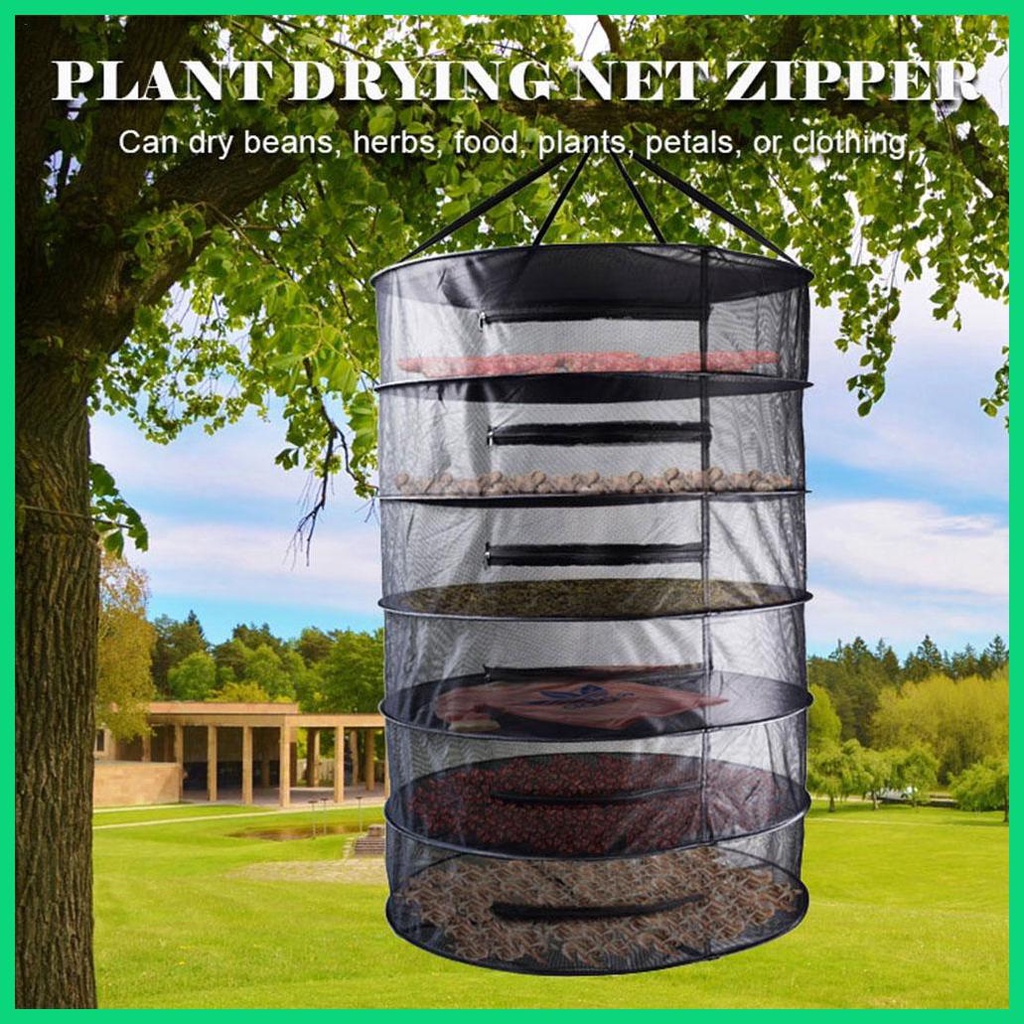 Túi Lưới Phơi Khô Thảo Dược 6 Tầng Có Khóa Kéo Màu Đen