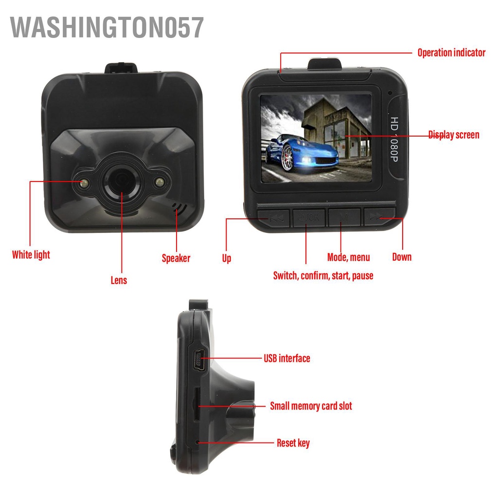 Có thể bán buôn Máy ghi âm lái xe 1080P HD 1.6in Màn hình hiển thị màu Vòng lặp Ghi Dash Cam cho ô tô Washington057 Hàng giao ngay