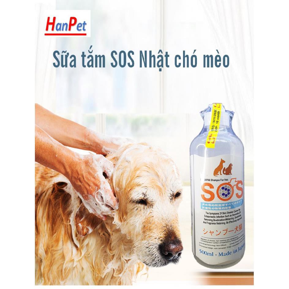 Hanpet.GV- (10 loại) Sữa Tắm SOS - A cao cấp phục hồi da và lông dành cho chó mèo. (dùng cho mọi loại chó mèo)