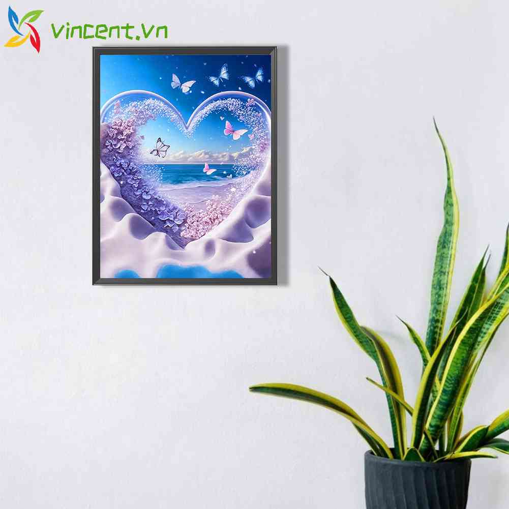 Tranh Đính Đá Kim Cương Toàn Bộ 5D DIY Hình Bãi Biển