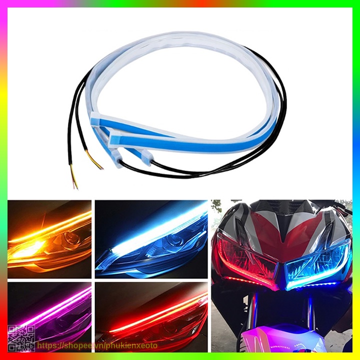 Đèn Led Mí Audi Ô Tô Tích Hợp Xi Nhan Đuổi Silicon Chống Nước Cho Xe Máy, Ô Tô